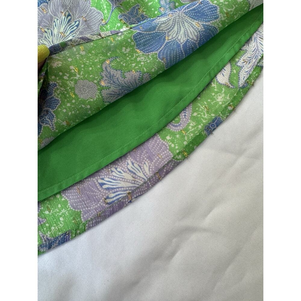 Joie Bright Green Floral Blouse Ruffle Flowy Career Casual Top size small - Picture 10 of 14